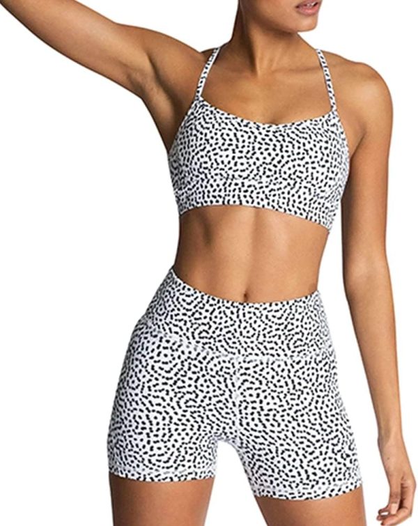 Women's Workout Sets 2 Piece Yoga Outfit High Waisted Biker Shorts Leggings Sports Bra Gym Fitness Clothes Tracksuit