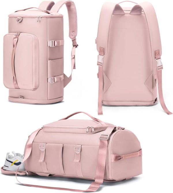 Gym Bag with Shoes Compartment and Wet Pocket - Sports Duffle for Men and Women, Travel Backpack  Overnight Bag Pink-