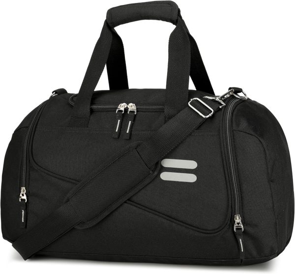 Small Gym Bag for Men & Women - 40L Duffel Bag with Shoe Compartment, Carry On Overnight Water Resistant Duffle Bag for Travel, Sports, Fitness & Workout, Black